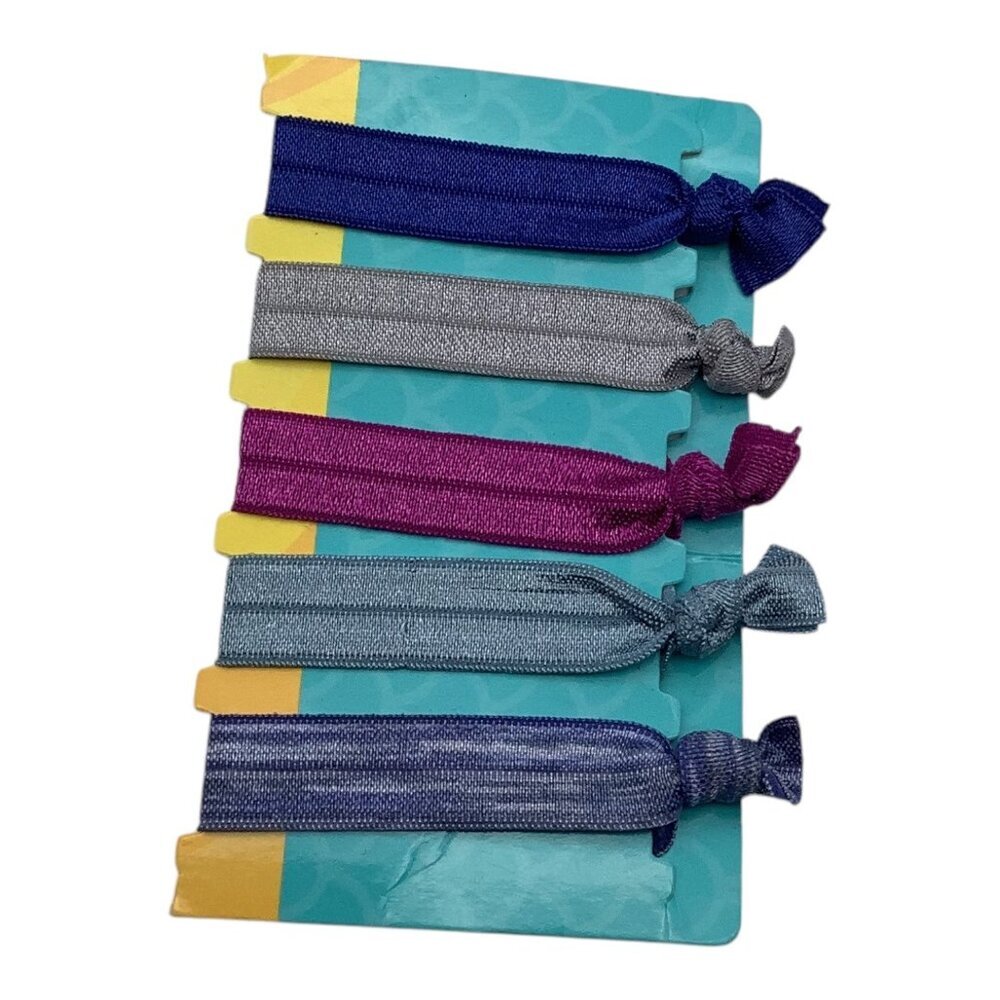 Elastic Hair Ties No Crease Multicolor Set Of 5 Stretch Knotted‎ Ponytail Holder